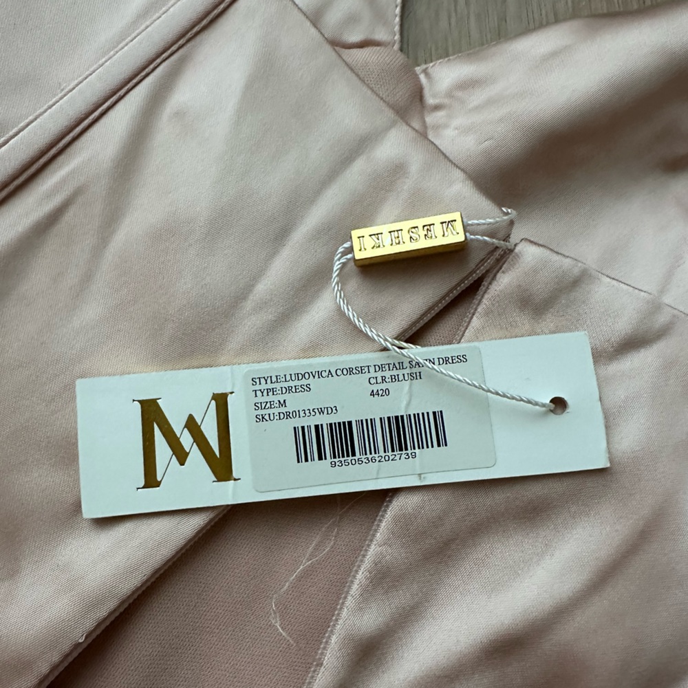 NWT MESHKI Baby Pink Satin Corset Mini Dress – Size M - Picture 3 of 4